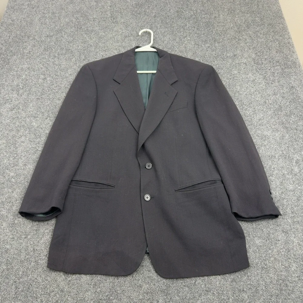 Vintage Monsieur Givenchy Blazer Mens 42 Black Wool Herringbone Two Button